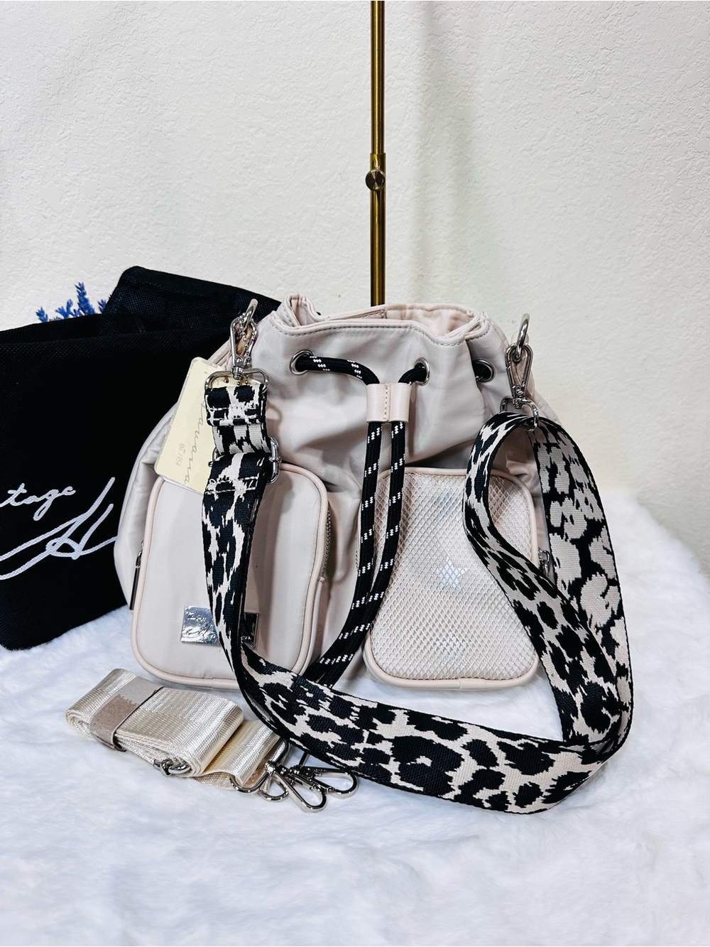 Vintage Havana Paola Nylon Bucket Crossbody Bag